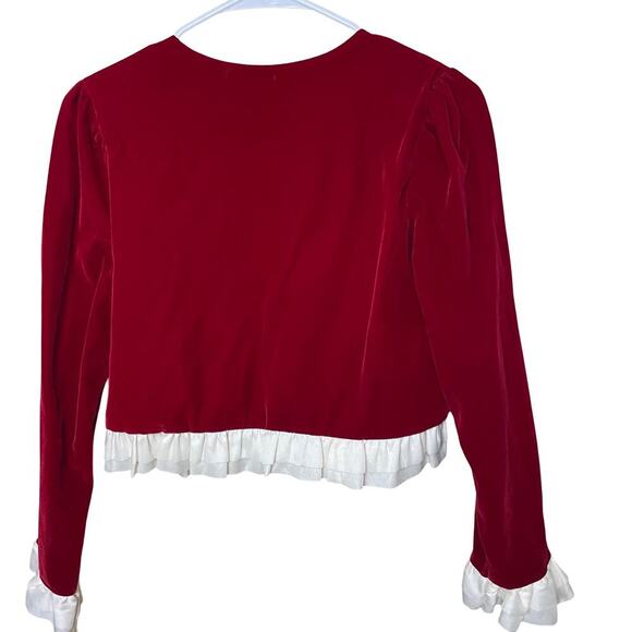 BON Red Velvet jacket/cardigan Ladies Short Victorian Flare - Picture 2 of 7